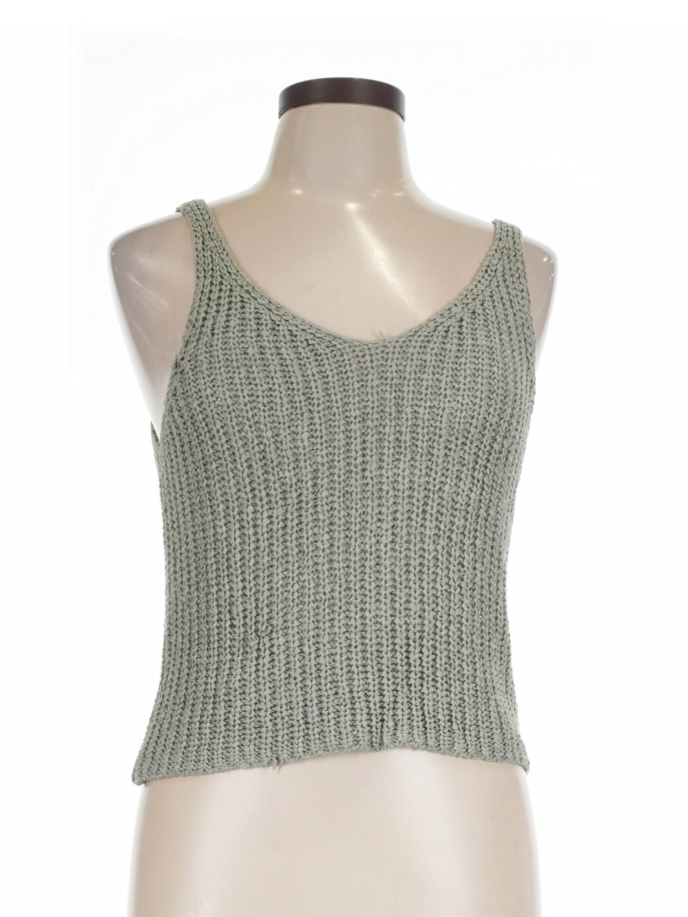 Knit Tank Top in Sage Green - Women's Casual Crop Top size large
